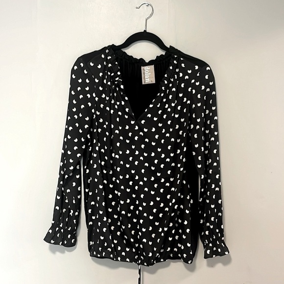 Anthropologie Dolan Left Coast Ruffle Moon Print French Quarter Blouse Sz Small - Picture 2 of 4